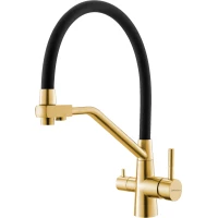Смеситель для кухни ORINZA ORM.305.GOLD с подключением к фильтру, гибким изливом, золотой