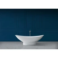 Ванна из литьевого мрамора Abber Stein AS9610 180x80 см, отдельностоящая, белый матовый