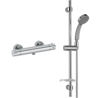 Термостат для душа Jacob Delafon Brive E24334-CP + E12907-CP с душевым гарнитуром, хром