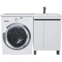 Тумба под раковину Uperwood Magenta 5930205157 55 см, напольная, над стиральной машиной, белый матовый/графит матовый