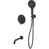 Смеситель для ванны Whitecross Y YSET06TOPBL встраиваемый, с душевым гарнитуром, черный матовый