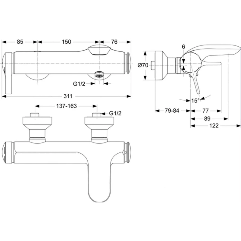 Смеситель для ванны Ideal Standard Melange A4271AA Смеситель для ванны Ideal Standard Melange A4271AA