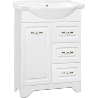 Тумба с раковиной белый глянец 66 см Style Line Олеандр-2 ЛС-00000047 + ЛС-00000144