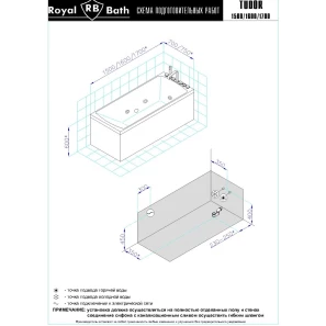 Изображение товара акриловая гидромассажная ванна 169x75 см royal bath tudor standart rb407701st
