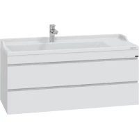 Тумба под раковину Санта Марс 700424 120 см, подвесная, белый глянец/светлый дуб