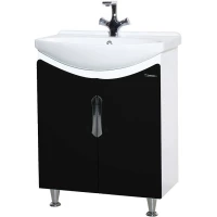 Тумба с раковиной черный глянец/белый глянец 65 см Bellezza Лагуна 4632110240043 + 4620000149897