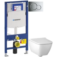 Комплект подвесной унитаз Geberit Smyle Square 500.683.00.2 + система инсталляции Geberit 111.300.00.5 + 115.770.21.5 + 111.815.00.1