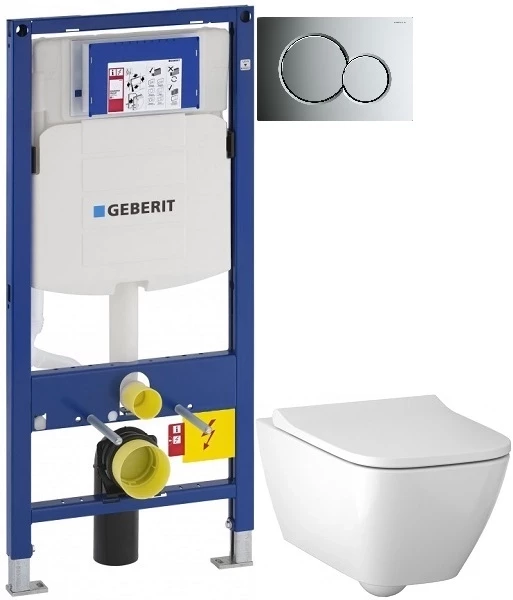 Комплект подвесной унитаз Geberit Smyle Square 500.683.00.2 + система инсталляции Geberit 111.300.00.5 + 115.770.21.5 + 111.815.00.1