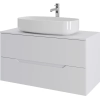 Тумба с раковиной Orange Line Li-100TuwMDF+B07-675W 100,4 см, подвесная, со столешницей, белый матовый