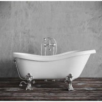 Ванна из литьевого мрамора Tiffany World TW176bi/cr 176x80 см, отдельностоящая, белый