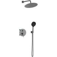 Душевой комплект Lemark Beluga LMF-8055B-GM 300 мм, со смесителем, графит матовый