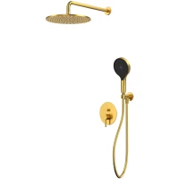 Душевой комплект Whitecross Y YSET04TOPGLB 300 мм, со смесителем, золотой матовый