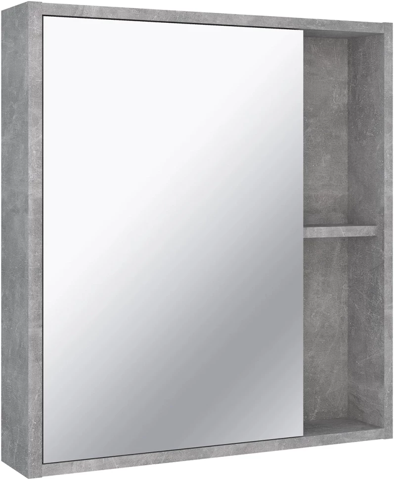 зеркальный шкаф runo эко 60х65 серый бетон 00 00001186 Зеркальный шкаф 60x65 см серый бетон L/R Runo Эко 00-00001186