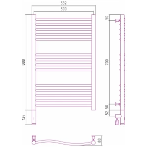 Изображение товара полотенцесушитель электрический 800x500 мэм левый сунержа флюид 3.0 00-5820-8050