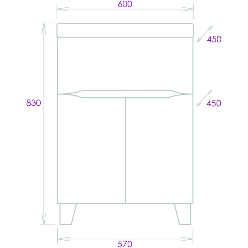 Комплект мебели белый глянец 60 см Onika Стрим 106144 + UM-COM60/1 + 206064