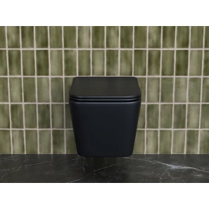 Изображение товара унитаз подвесной ceramica nova metric cn3007mb безободковый, с сиденьем микролифт, черный матовый