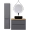 Комплект мебели серый матовый 80 см со столешницей бук светлый Jorno Wood Wood.01.80/P/GR + Wood.06.80/LW + 0235888 + Wood.02.50/TK - 1