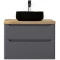 Комплект мебели серый матовый 80 см со столешницей бук светлый Jorno Wood Wood.01.80/P/GR + Wood.06.80/LW + 0235888 + Wood.02.50/TK - 4