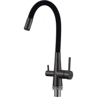 Смеситель для кухни Fmark FS1062-H01 с подключением к фильтру, гибким изливом, черный матовый
