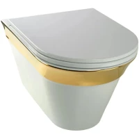 Унитаз подвесной Migliore Monaco 32064 безободковый, белый глянец/золотой