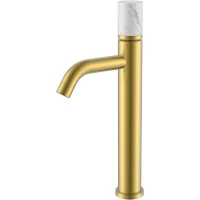 Смеситель для раковины Boheme Stick Mramor White 122-MG-MR-W золотой матовый/белый мрамор