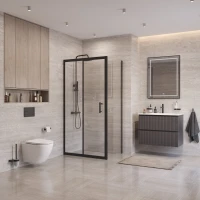 Душевой уголок BelBagno Uno UNO-195-AH-1-120/80-C-NERO 120x80 см, профиль черный матовый, стекло прозрачное