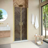 Душевая дверь Vegas Glass E2P NOVO h2000 100 03 07 100 см, профиль золотой матовый, стекло графитовое