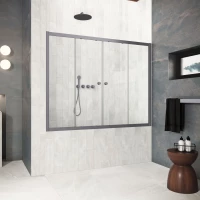 Шторка на ванну Vegas Glass Z2V Protec 180 06 crystalvision 180 см, профиль оружейная сталь матовый, стекло прозрачное