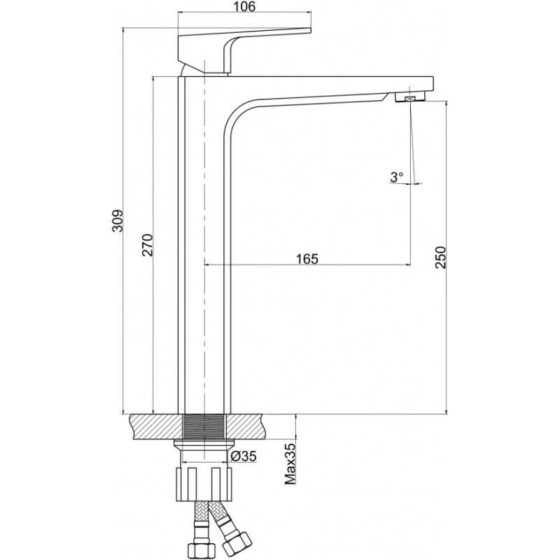 Смеситель для раковины с донным клапаном Cersanit Wisla A63059