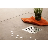 Душевой трап Pestan Confluo Standard Drops Mask Vertical 13000075 144x144/50 мм, с решеткой, перфорированный, хром