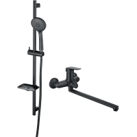 Смеситель для ванны Aquatek Вега AQ1033MB универсальный, с душевым гарнитуром, черный матовый