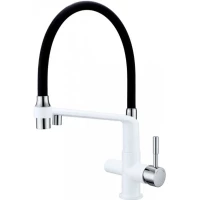 Смеситель для кухни Gappo G4398-9 с подключением к фильтру, гибким изливом, хром/белый