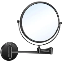 Зеркало косметическое Nofer 08009.2.N с 5x увеличением, настенное, черный матовый