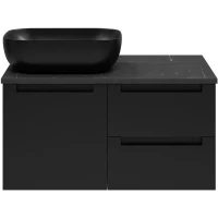 Тумба под раковину Brevita Cargo CAR-01080-021П2Я 78,8 см, подвесная, черный матовый