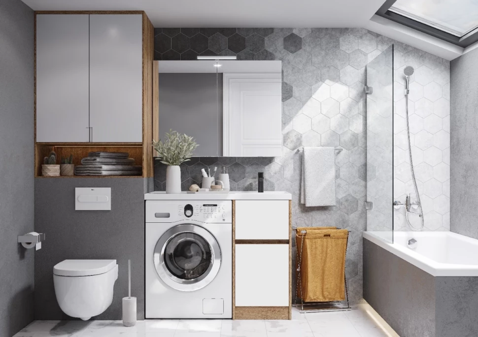 

Комплект мебели белый глянец/дуб сантана 105 см Акватон Лондри 1A267001LH0C0 + 1A274901LH010 + 1A72223KLH010 + 1A267302LH010