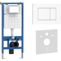 Инсталляция для унитаза Iberica Blanca Silencio Esti-S IB001.855 с кнопкой смыва, белый глянец
