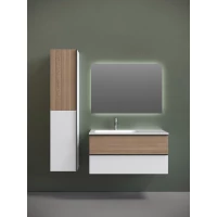 Комплект мебели Sancos Delta DL100LW + CN7014 + SQ1000 101 см L, подвесной, светлый дуб/белый матовый