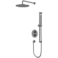 Душевой комплект Whitecross Y YSET09GM 300 мм, с термостатом, оружейная сталь