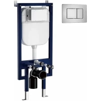 Инсталляция для унитаза Ceruttispa CR557+CR03GS с кнопкой смыва, полированная сталь