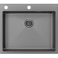 Кухонная мойка Paulmark Kroner-Edge PM775951-GM 59x51 см, вороненая сталь