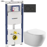 Комплект подвесной унитаз Art&Max Elegant AM9316CHR/SC + система инсталляции Geberit 111.362.00.5 + 115.882.DW.1