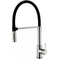 Смеситель для кухни Paulmark Halt Ha214021-BS с гибким изливом, нержавеющая сталь 