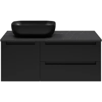 Тумба с раковиной Brevita Cargo CAR-01100-021П2Я + VS03-100К + MLN-320328MB 100 см L, подвесная, со столешницей, черный матовый