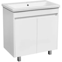 Тумба с раковиной белый глянец/белый матовый 80 см Stella Polar Фаворит SETSP-00000164/UM-COM80/1