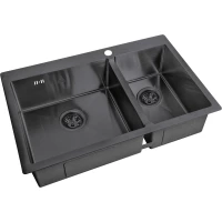 Кухонная мойка Zorg SH 78-2-51-L GRAFIT 78x51 см, графит