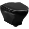 Подвесной безободковый унитаз с сиденьем микролифт черный глянец Gustavsberg Estetic C+ GB1183300S0030 - 1