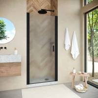Душевая дверь Vegas Glass EP NOVO h2000 95 02M 02 95 см, профиль черный матовый, стекло шиншилла