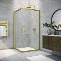 Душевой уголок Vegas Glass ZA NOVO h2000 110 03 01 110x110 см, профиль золотой матовый, стекло прозрачное