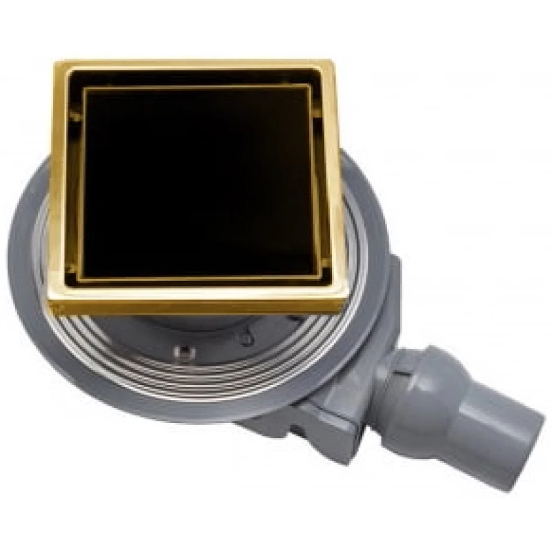 Душевой трап 144x144/50 мм золотой/черный глянец Pestan Confluo Standard Black Glass Gold 4 13000155