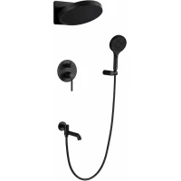 Душевой комплект Gappo G7106-6 296 мм, со смесителем, черный матовый